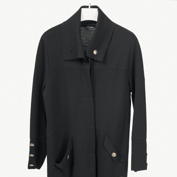 Saint James Black Wool Collared Cardigan - Picture 1 of 12
